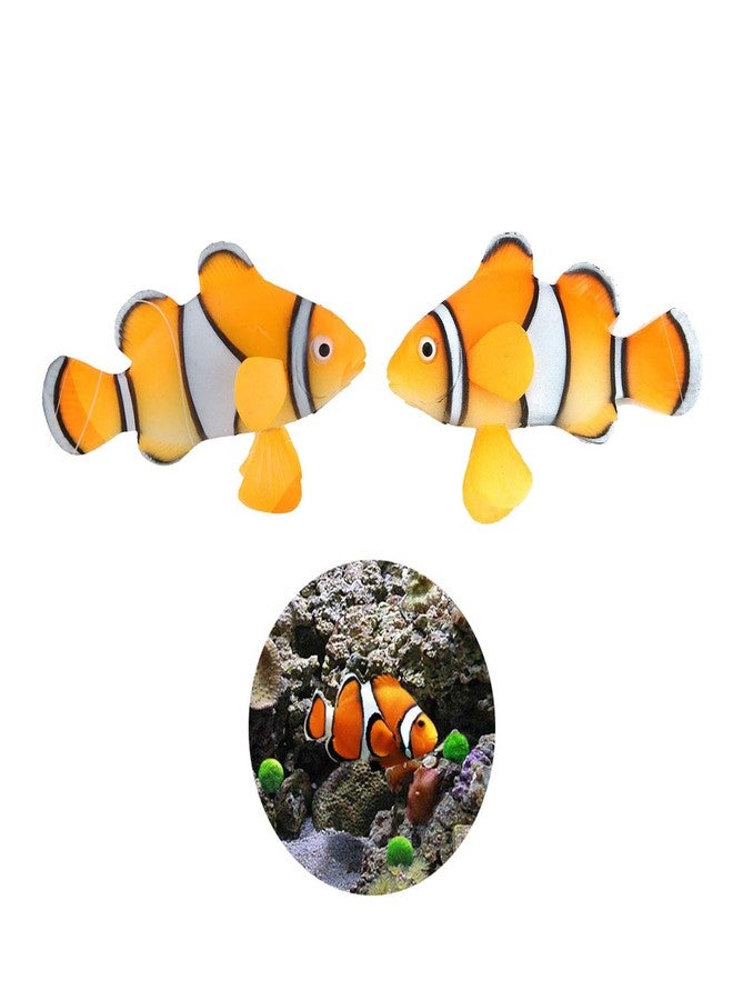 LDEXIN 2 Pack Silicone Artificial Aquarium Floating Clownfish Decoration Fish Tank Decor Underwater Saltwater Fake Fish Glowing Ornament - Image 2